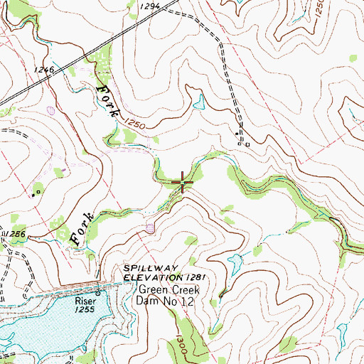 Topographic Map of South Fork Little Green Creek, TX