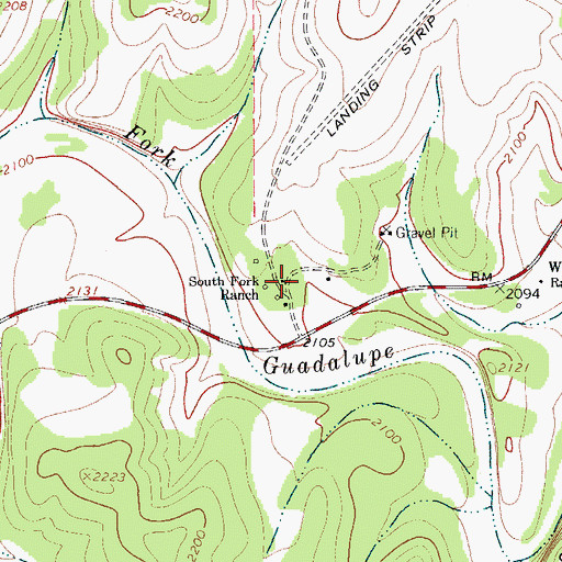 Topographic Map of South Fork Ranch, TX