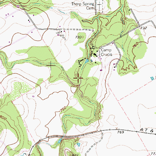 Topographic Map of South Fork Strouds Creek, TX