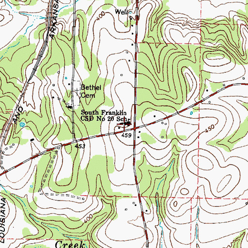 Topographic Map of South Franklin CSD Number 20 School, TX