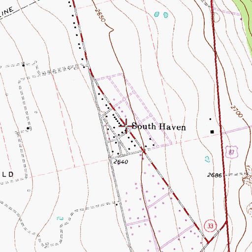 Topographic Map of South Haven, TX