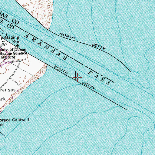 Topographic Map of South Jetty, TX
