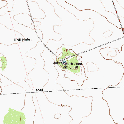 Topographic Map of South Jogg Windmill, TX