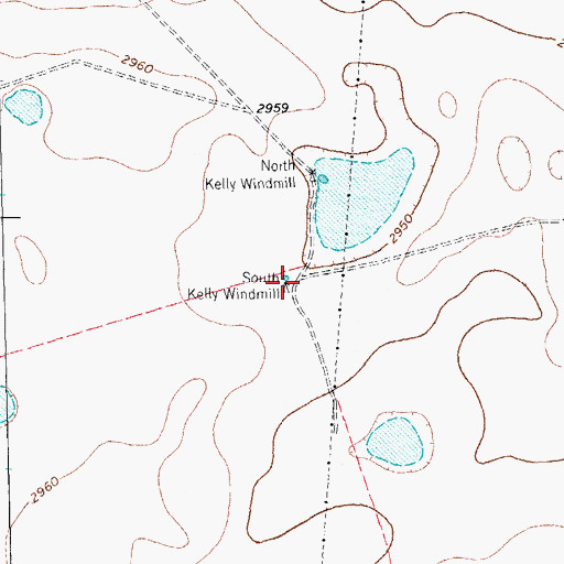 Topographic Map of South Kelly Windmill, TX