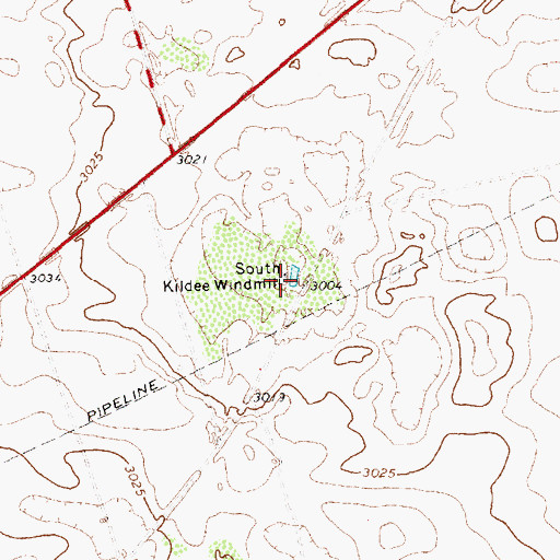 Topographic Map of South Kildee Windmill, TX