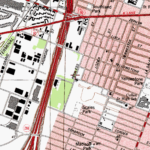 Topographic Map of South Lawn, TX