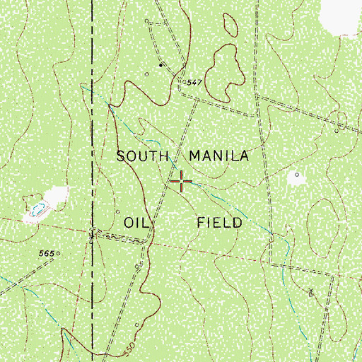 Topographic Map of South Manila Oil Field, TX