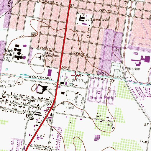 Topographic Map of South Park, TX