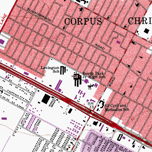 Topographic Map of South Park Junior High School, TX