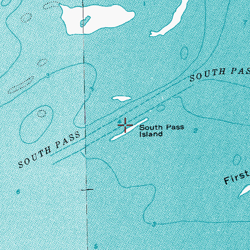 Topographic Map of South Pass Island, TX