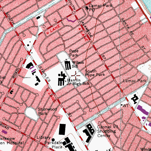 Topographic Map of South Pope Park, TX