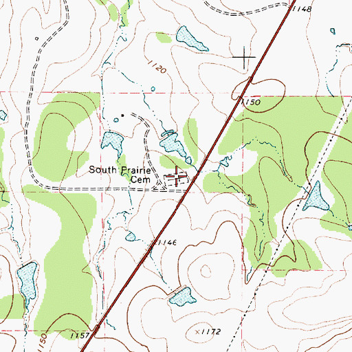 Topographic Map of South Prairie Cemetery, TX