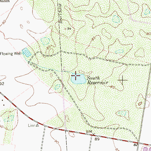 Topographic Map of South Reservoir, TX