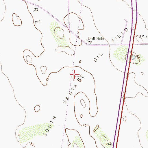 Topographic Map of South Santa Fe Oil Field, TX