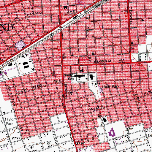 Topographic Map of South School, TX