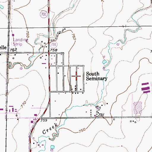 Topographic Map of South Seminary, TX