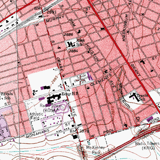 Topographic Map of South Side Community Park, TX
