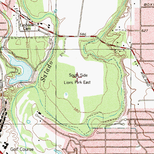 Topographic Map of South Side Lions Park East, TX