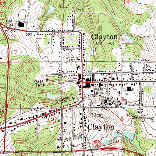 Topographic Map of Barbour County Courthouse, AL