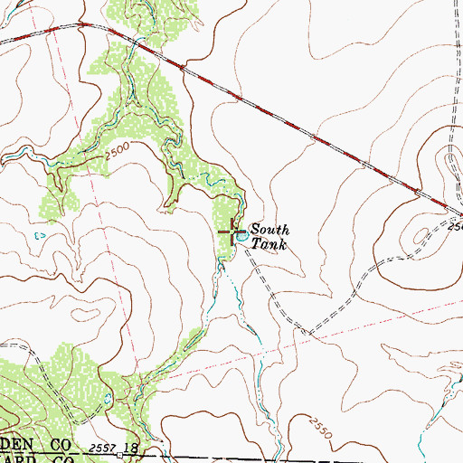 Topographic Map of South Tank, TX