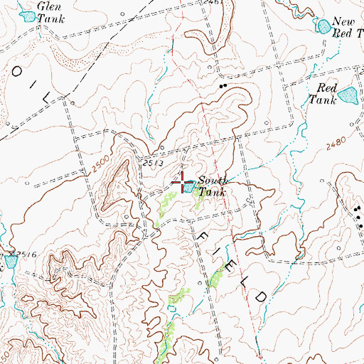 Topographic Map of South Tank, TX