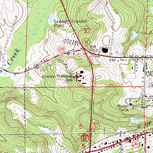 Topographic Map of Barbour County Training School, AL