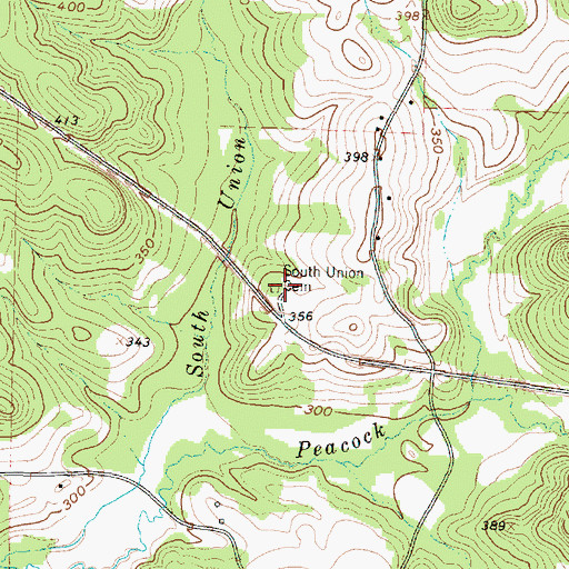 Topographic Map of South Union Cemetery, TX