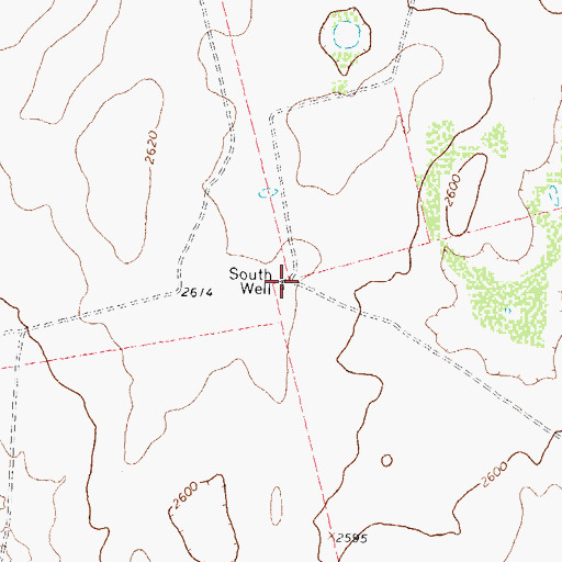 Topographic Map of South Well, TX