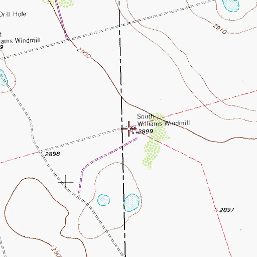 Topographic Map of South Williams Windmill, TX