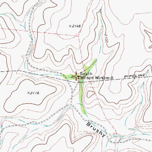 Topographic Map of South Wilson Windmill, TX