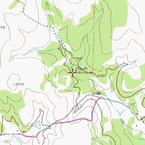 Topographic Map of South Windmill, TX