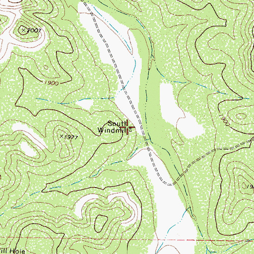 Topographic Map of South Windmill, TX