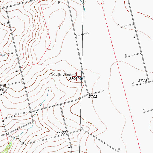 Topographic Map of South Windmill, TX