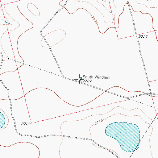 Topographic Map of South Windmill, TX