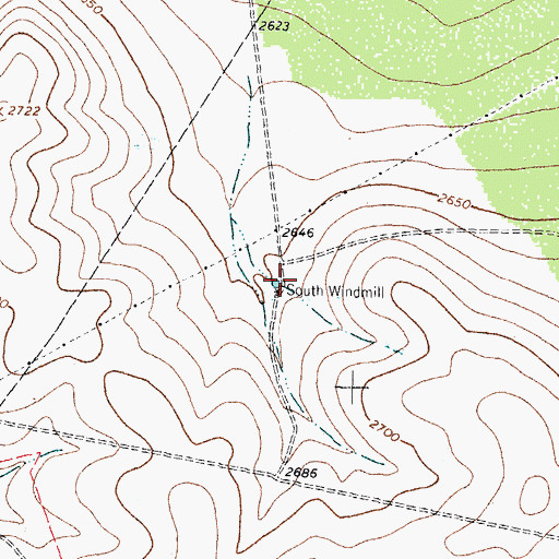 Topographic Map of South Windmill, TX