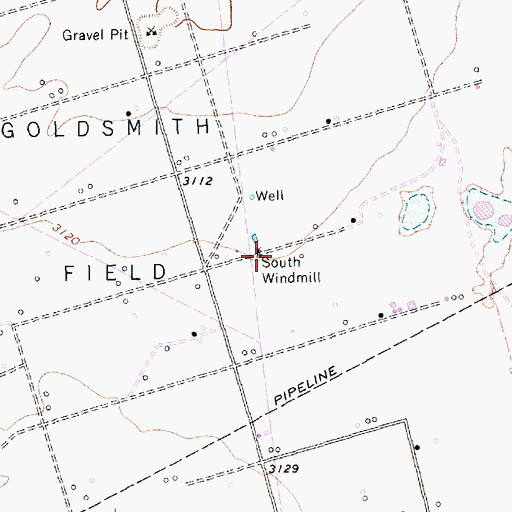 Topographic Map of South Windmill, TX