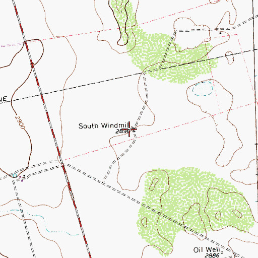 Topographic Map of South Windmill, TX