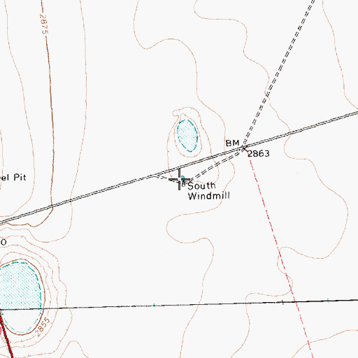 Topographic Map of South Windmill, TX