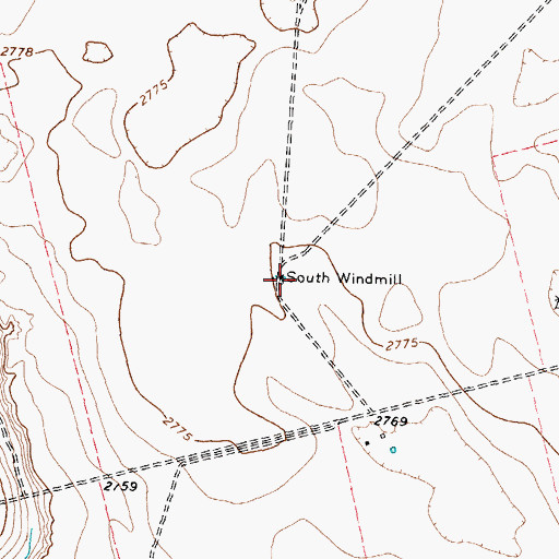 Topographic Map of South Windmill, TX