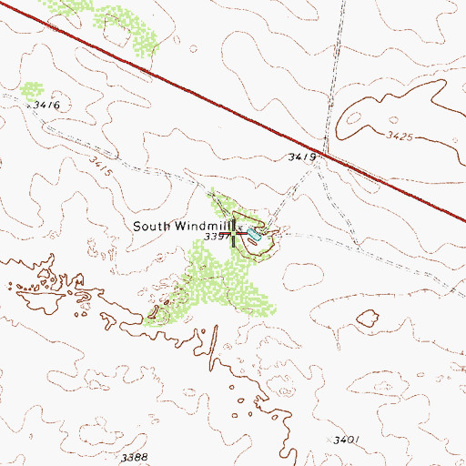 Topographic Map of South Windmill, TX