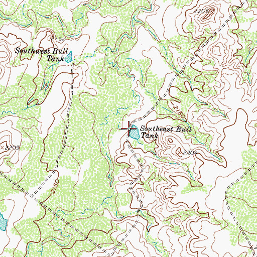 Topographic Map of Southeast Bull Tank, TX