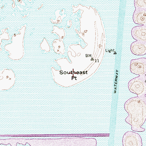Topographic Map of Southeast Point, TX