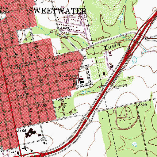 Topographic Map of Southeast School, TX