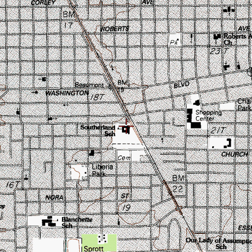 Topographic Map of Southerland School, TX
