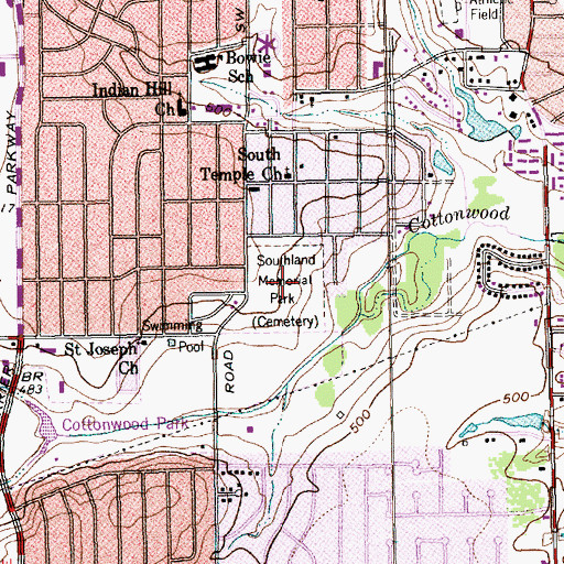 Topographic Map of Southland Memorial Park, TX
