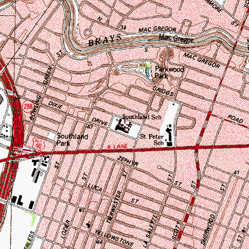 Topographic Map of Southland School, TX