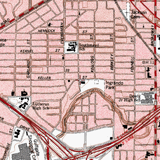Topographic Map of Southmayd Park, TX