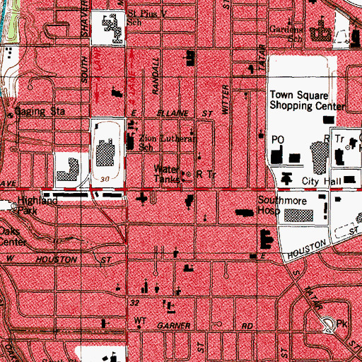 Topographic Map of Southmore Medical Clinic, TX
