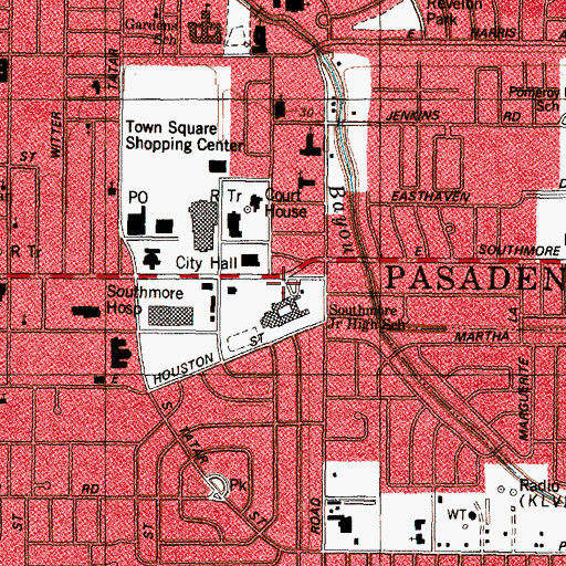 Topographic Map of Southmore School, TX