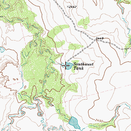 Topographic Map of Southwest Tank, TX